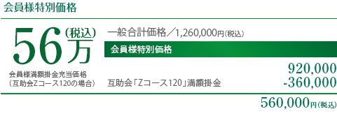 会員様特別価格56万円（税込）