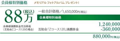 会員様特別価格88万円（税込）